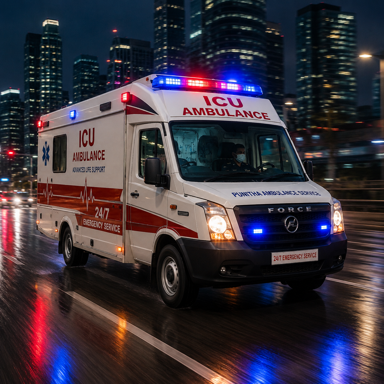 Punitha emergency ambulance ready for dispatch