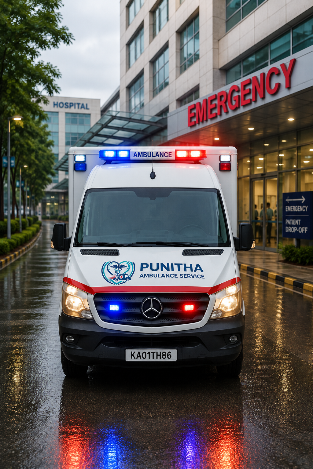 Punitha ambulance vehicle ready for dispatch